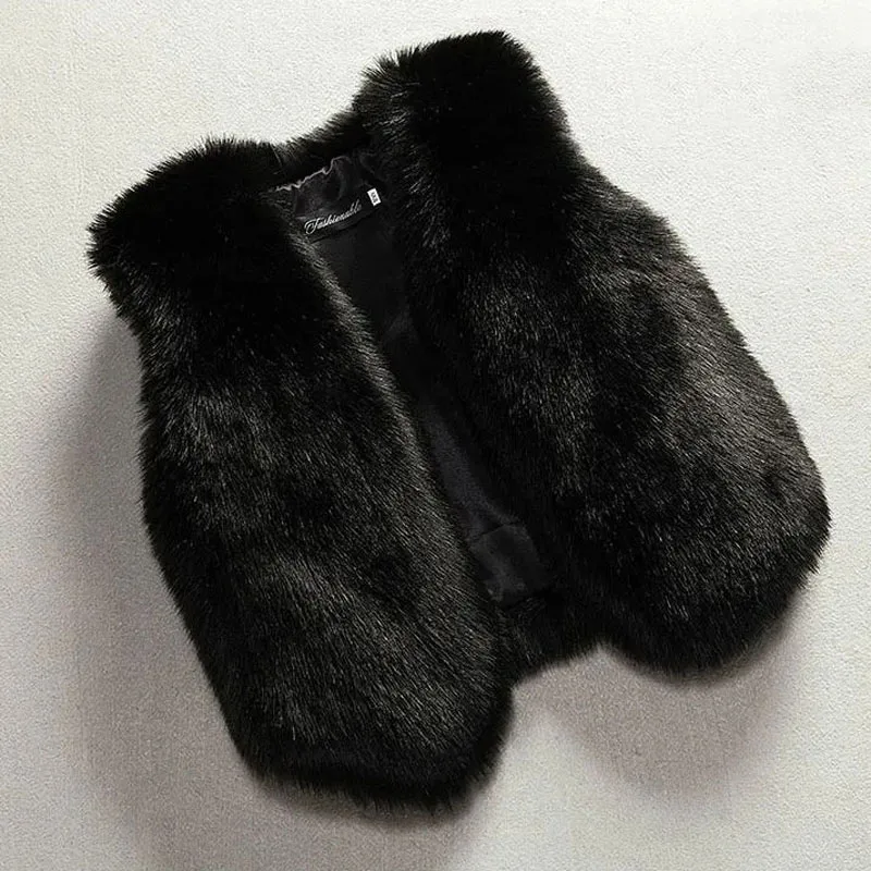 Winter Autumn Plush Outerwear Girl Vest Baby Sleeveless Jacket Fashionable Children's Vest Imitation Fur Baby Girl Waistcoat
