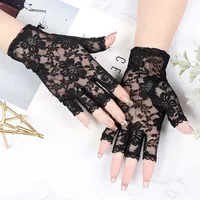 Black Fingerless Sexy Lace Gloves Women Sun Protection Gloves Women Driving Mittens For Bride Ladies Half Finger Fishnet Gloves 1