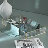 Makeup Storage Tray Glass Transparent Cosmetic Organizer Metal Perfume Lipstick Stand Rectangle Dresser Decoration Tray for Home 3