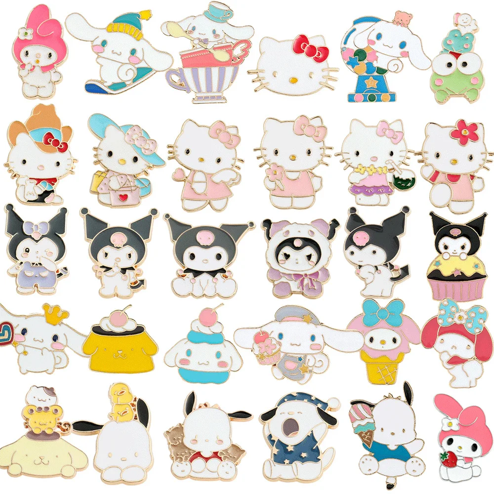

Sanrio Hello Kitty Brooch Action Anime Figures Mymelody Cinnamoroll Brooch Caatoon Backpack Lapel Jacket Ornament Children Gift