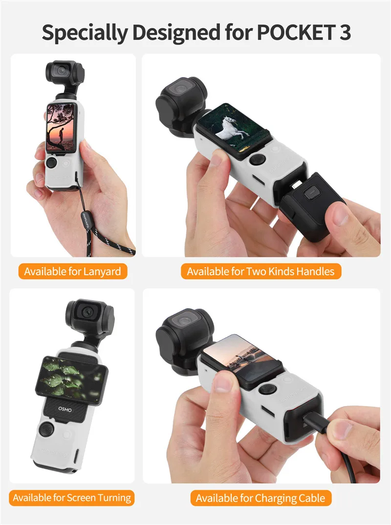 Silicone Protective Cover for DJI Pocket 3 Anti-Scratch Gimbal Camera Handle Protective Case Lens Cap for Osmo Pocket 3
