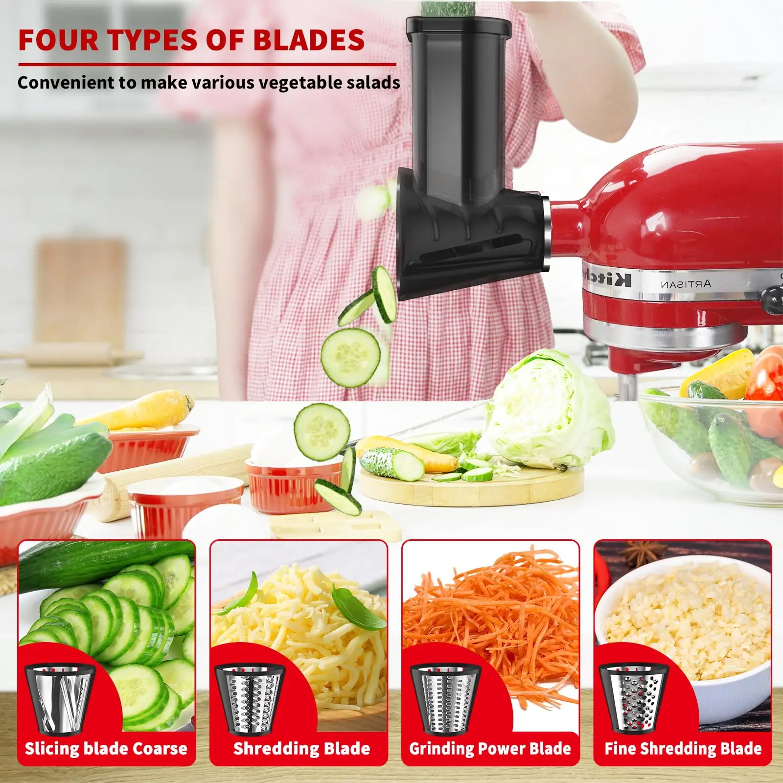 Meat Grinder for KitchenAid Stand Mixer Slicer Shredder Attachments Fit for KitchenAid Attachement Food Grinder with Tubes Set