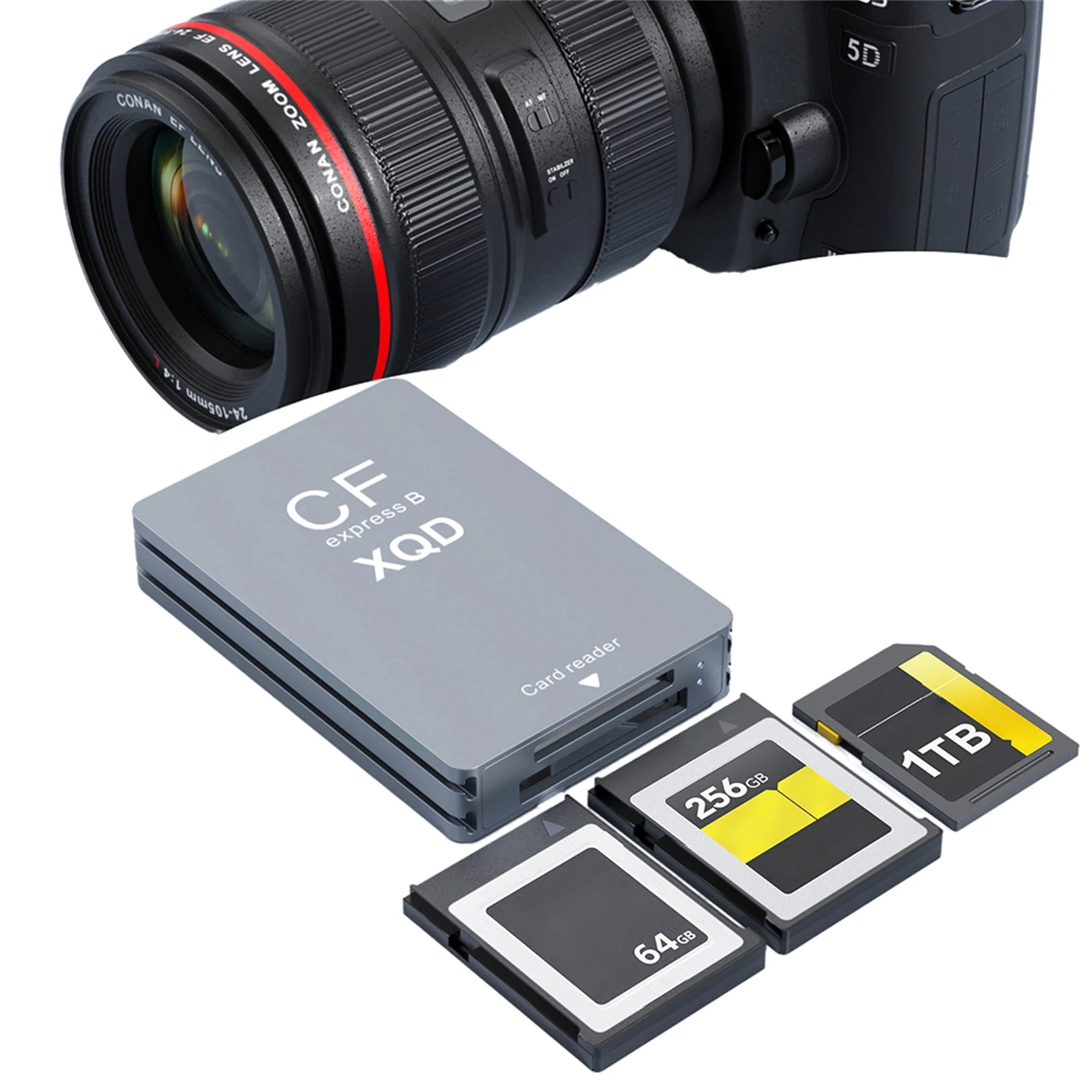 10Gbps CFexpress XQD SD 카드 리더기(USB C-USB A/C 3-in-1 CFexpress Type B 카드 리더 어댑터 포함) Windows XP/Vista용