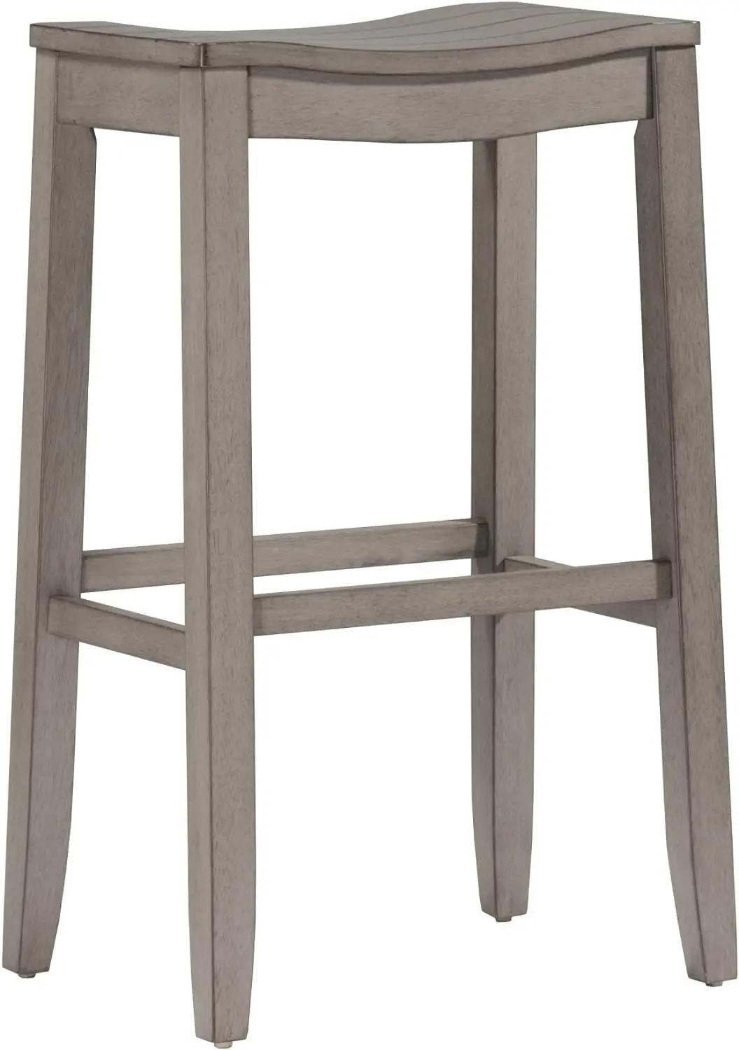 

30" Backless Bar Height Stool Wood Aged Gray Saddle Seat Counter Chair