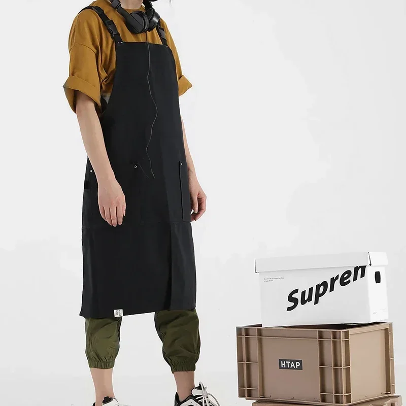 

Стильные мужские кулинарные японские водонепроницаемые кухонные комбинезоны, хлопковые фартуки для ресторана и нагрудники, женские холщовые флористы