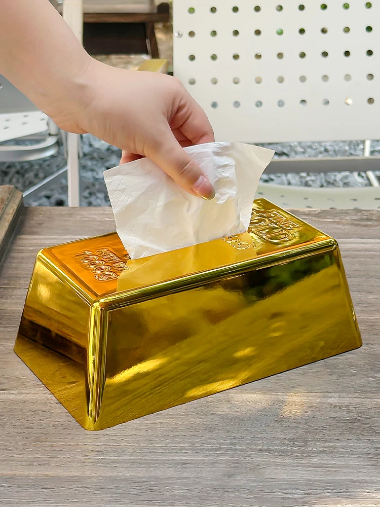 Kreative Brics Taschentuchbox Hotel Hochwertige Simulierte Goldbarren-Papierbox Hochwertige Serviettenbox Heimdekoration – Detail 2