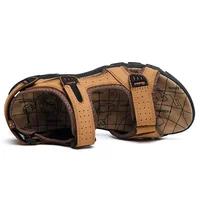 Sandales en cuir véritable pour hommes, chaussures de loisirs d'été, sandales décontractées souples pour hommes, randonnée à la plage, chaussures pour hommes, haute qualité, taille 46 4