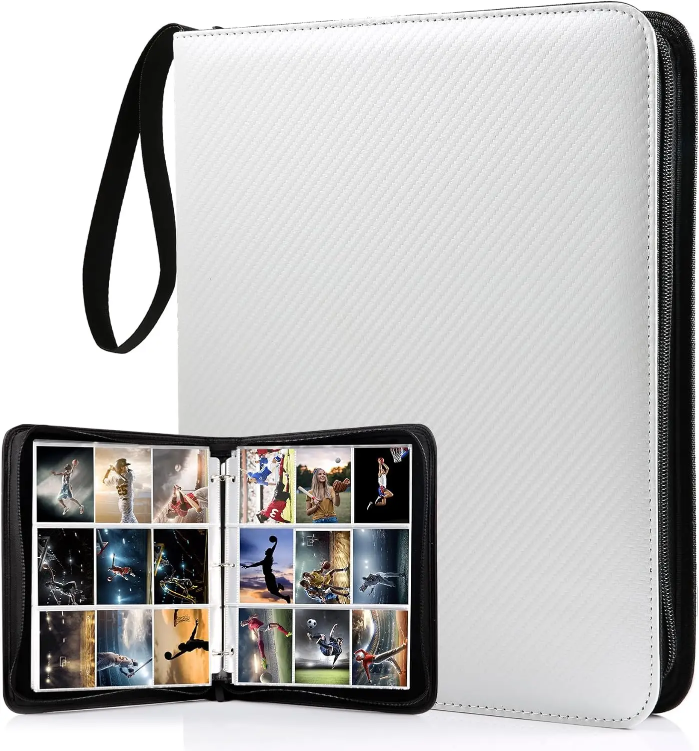 900 Pockets Card Binder Sleeves with Zipper, Double Sided Pockets Card Holder Carry Card Case for TCG CCG Card Storage 2029