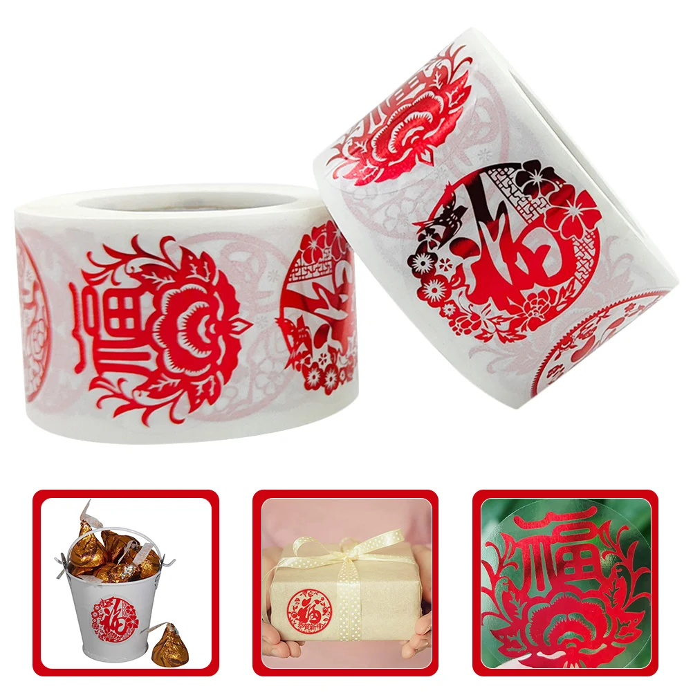 

2 Rolls Chinese New Year Stickers Labels Envelope Stickers Gift Seal Decals