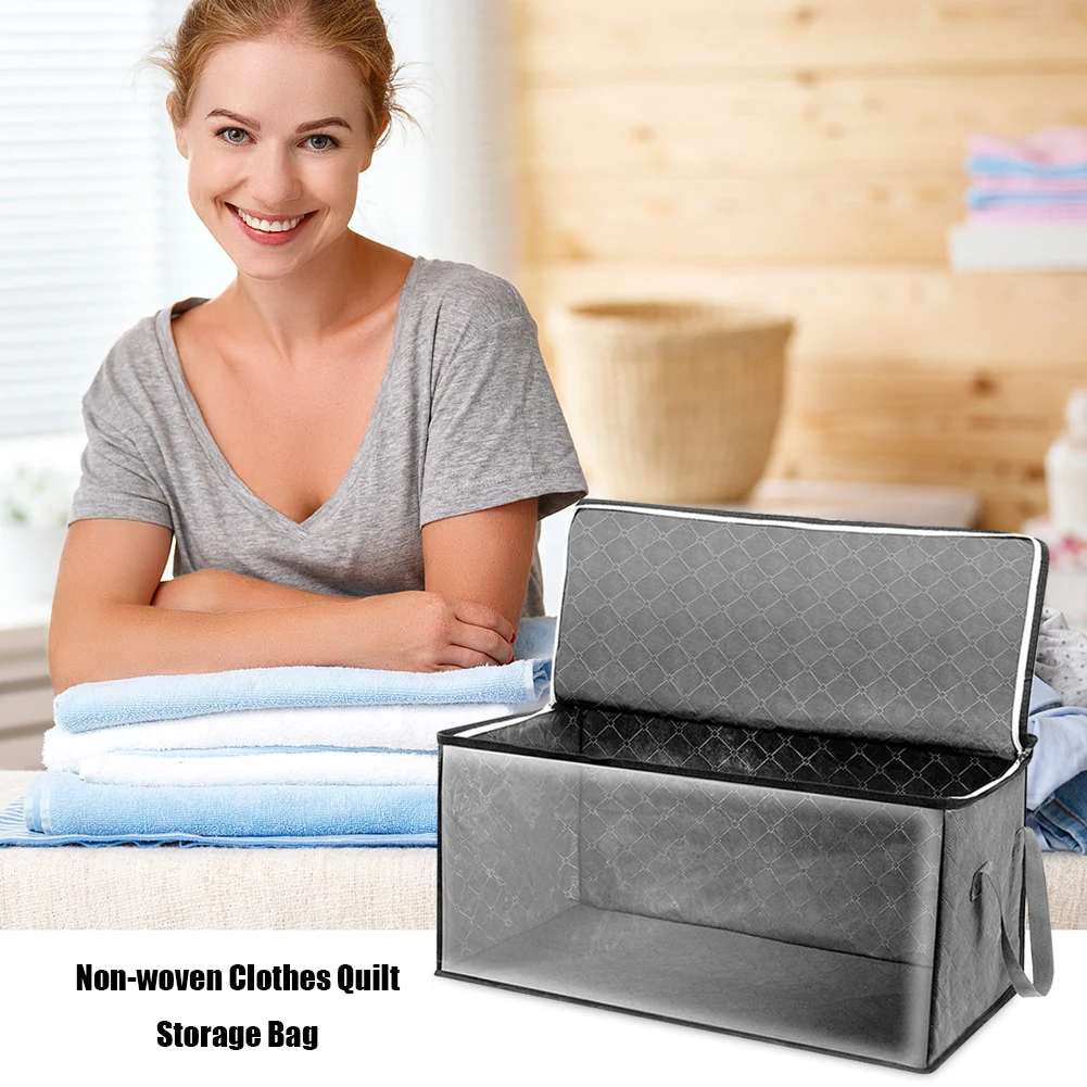 Foldable Blanket Storage Bags Clothes Storage Organizers with Sturdy Zippers Sweater Quilts Organizer for Organizing Blanket 4