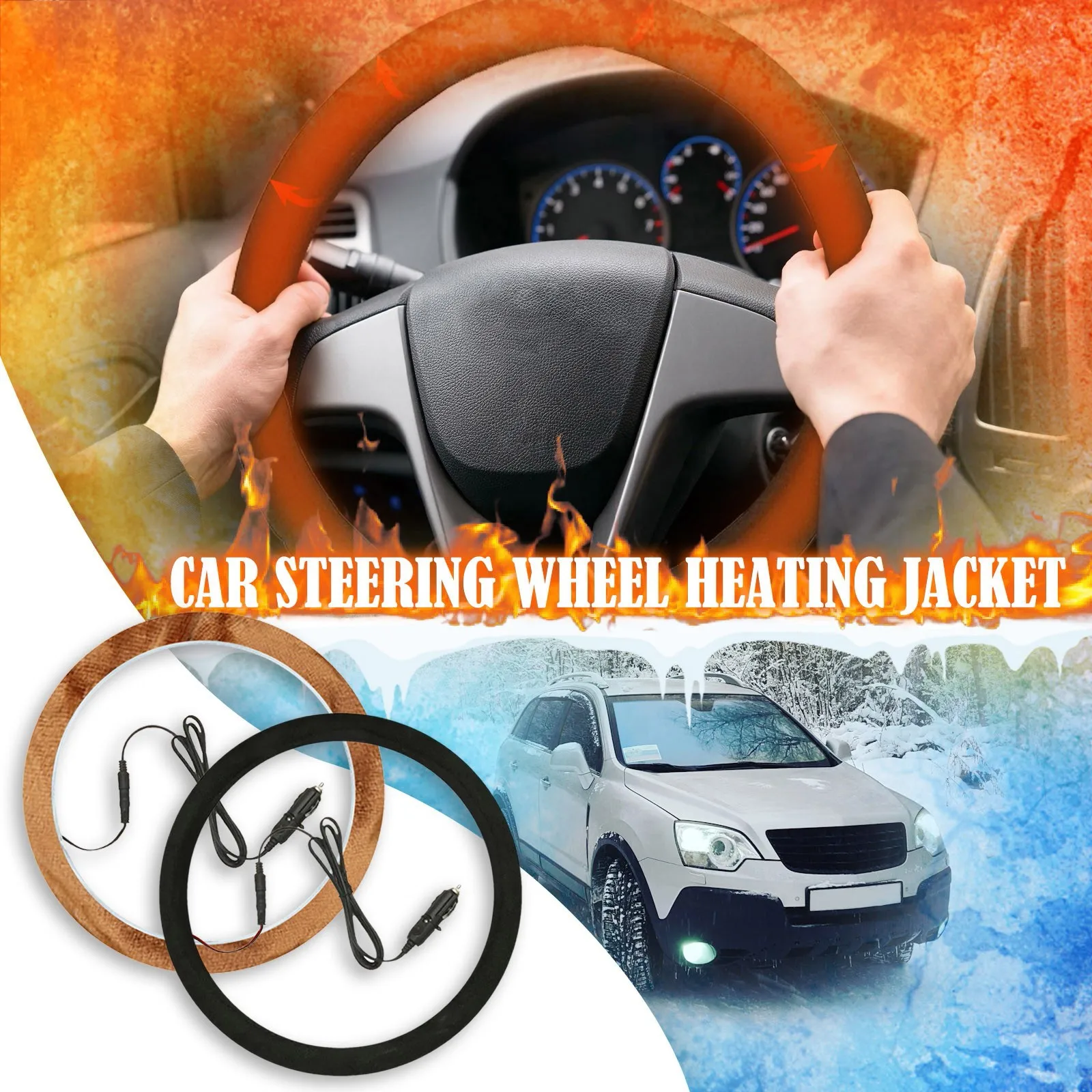 Universal Wheel Warmer Winter Cover Protective Steering Hand Automatic Heating Car Interior Accessories Wireless Interior Lights