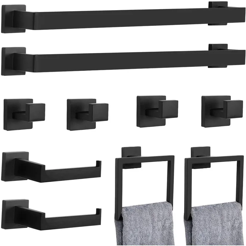 Bathroom Hardware Set Towel Bar Set for Bathroom Include Towel Bar Ring TP Holder Coat Hooks Stainless Steel