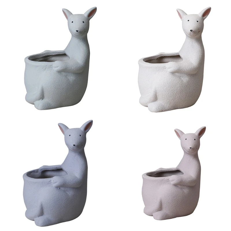 

Скандинавская форма кенгуру, керамический горшок для суккулентов, цветочный горшок с животными, кактусом, миниатюрный держатель,