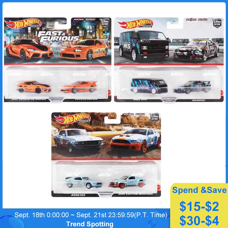 Premium 1:64 Car Culture Original Hot Wheels Toys For Children Diecast Toyota Supra Ford Custom Mustangboys Boss Regalo Di Compleanno