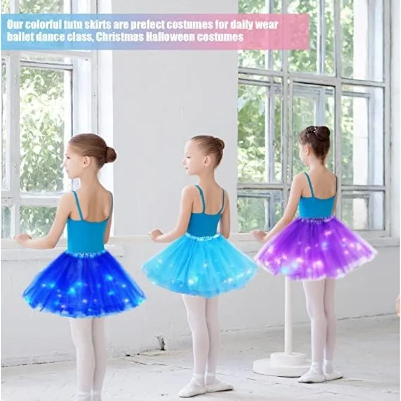 LED Glowing Light Kids Girls Princess Tutu Skirts Children Cloth Wedding Party Dancing Miniskirt Costume Cosplay Led Clothing