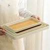 Bamboo Tray Japanese Dinner Plate Imitation Bamboo Pattern Tea Tray Kitchen Storage Plastic Storage Tray Thickened Anti-drop 3