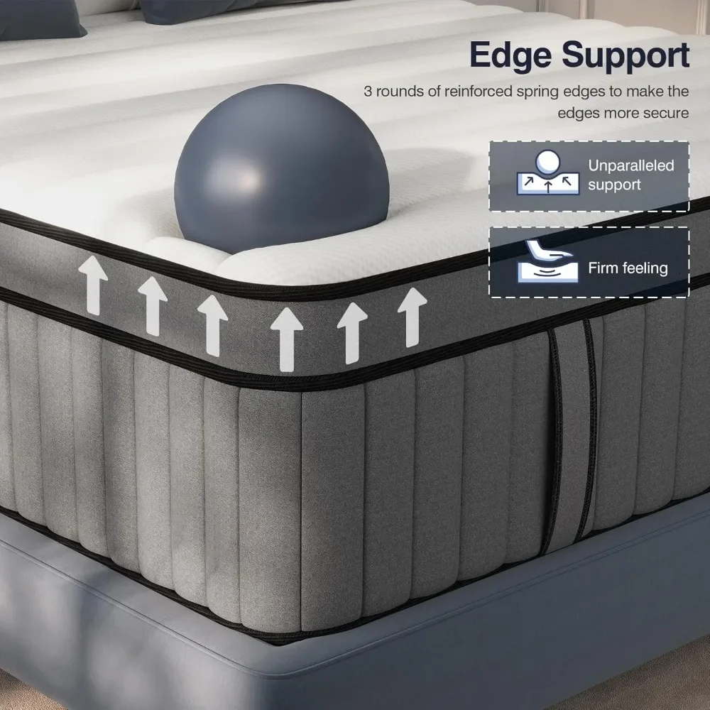King Mattress with Individual Pocket Spring, Hybrid Cal King Mattress in a Box,Memory Foam Mattress, California King Size 4