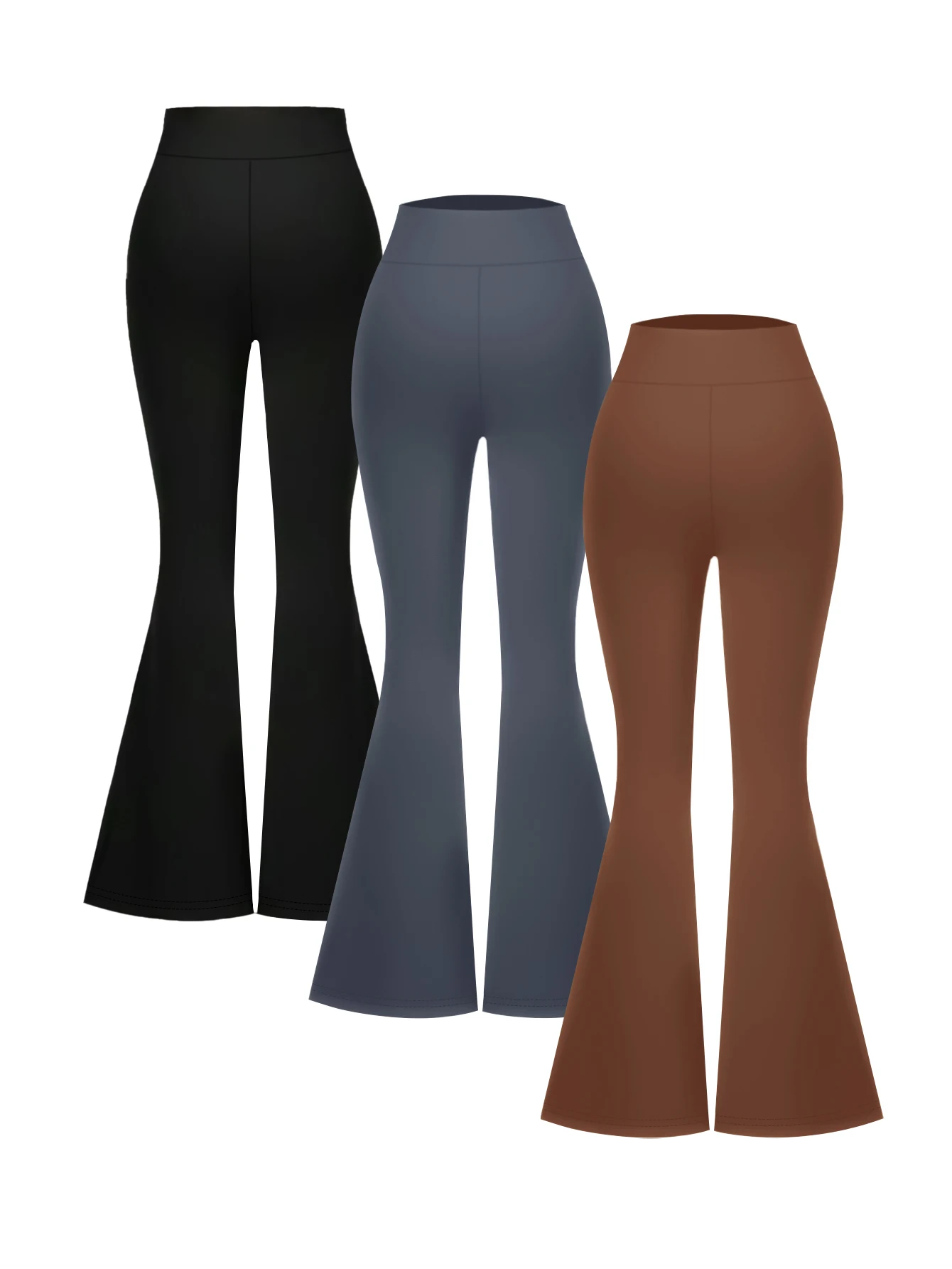 Spring and summer solid color bell bottom pants, women's casual high waisted taboo pants, elastic waistband 2