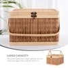 Portable Large Capacity Bamboo Woven Basket Egg Storage Holder Picnic Basket Vegetable Basket Lidded Bamboo Basket Home Storage 2
