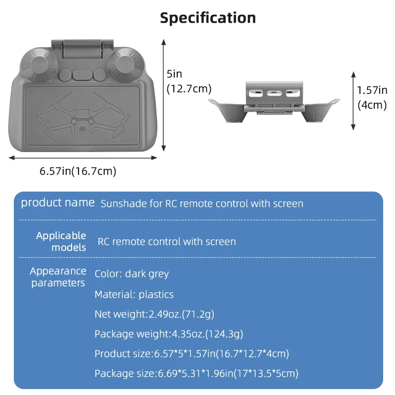Description Picture 3 of item3 in 1 Screen Protector Shell for DJI Mini 3 Pro/Mini 3 Remote Control Sun Hood Sunshade Joystick Cover for DJI RC Accessories