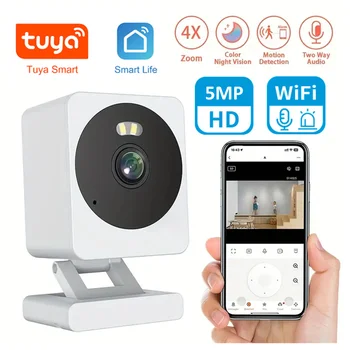 Tuya Smart Life WiFi Camera 5MP HD 1080P Motion Detection Color Night Vision Wireless CCTV Surveillance Camera 1