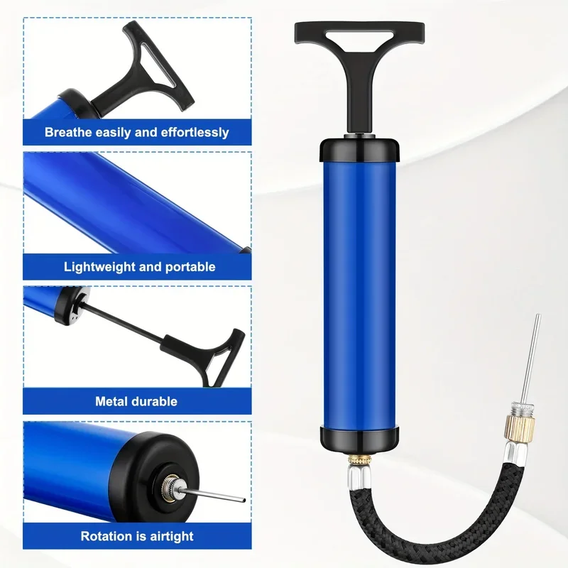 1 piece portable multi-function ball pump with needle and nozzle, soccer ball inflator, basketball, volleyball, swimming