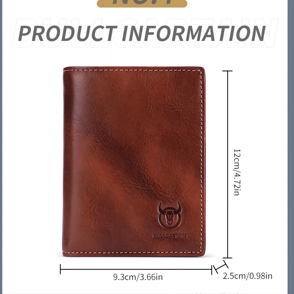 BULLCAPTAIN wallet men's genuine leather RFID anti-theft wallet, multi slot large capacity wallet, multifunctional wallet