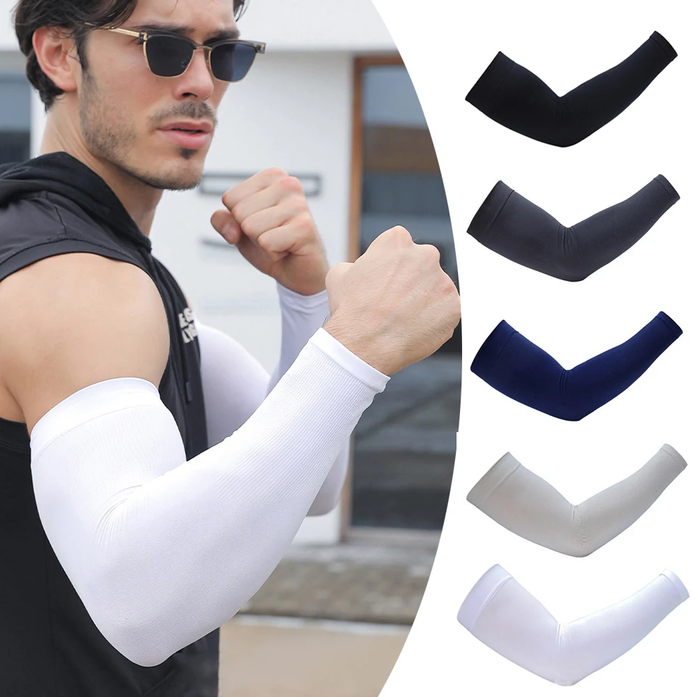 

Men's Arm Sleeves Summer Cycling Sun Protection Cuffs Arm Covers Sunscreen UV Protection Ice Silk Sleeve Arm Warmer Large Size
