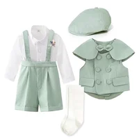 Children's Gentleman Suit Set Baby Boy Girl Green Clothing for Festival Birthday Party Boutique Quality