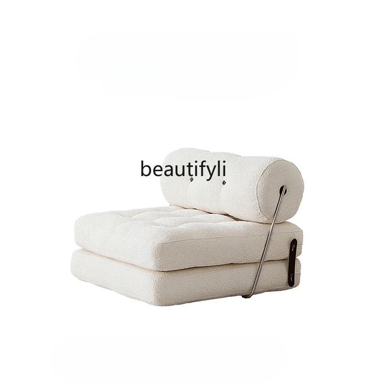 

Современный одноместный диван-кровать тофу двойного назначения складной стул для отдыха в гостиной в кремовом стиле из овечьей шерсти для балкона