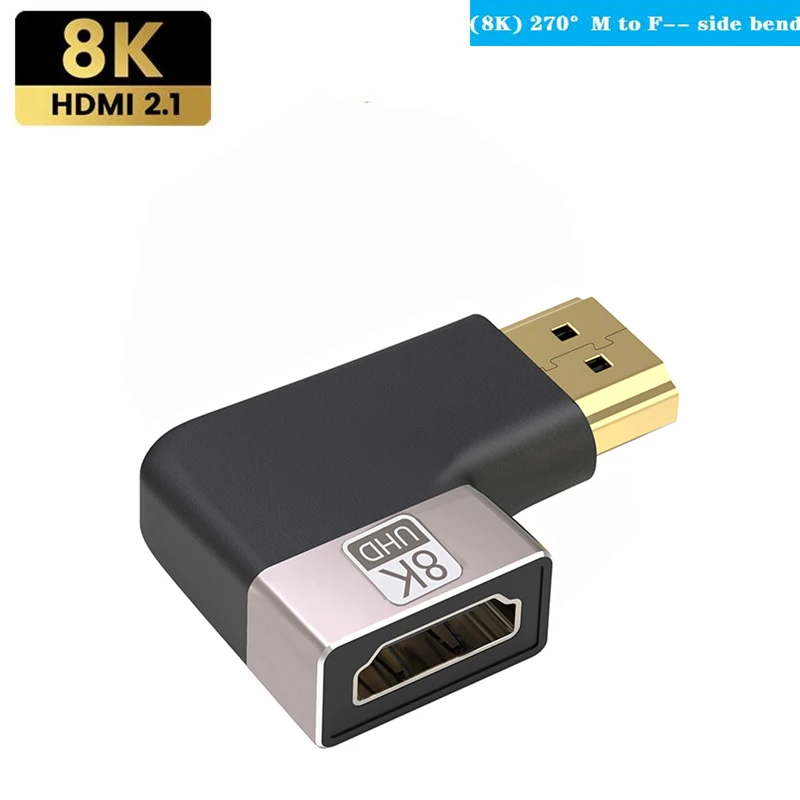 Ultra HD HDMI 2.1 Right Angle Adapter - Male to Female Connector