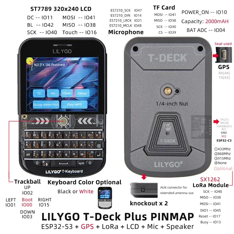 T-Deck Plus ESP32-S3 Development Board GPS LoRaWAN Long Distance Communication Module development board