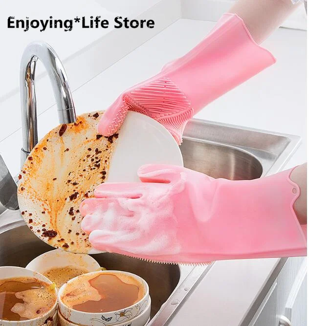 

Silicone Gloves Home Magic Wash Dishes God Rubber Rubber Rubber Kitchen Durable Brush Dishes Household Latex Washing Dishes