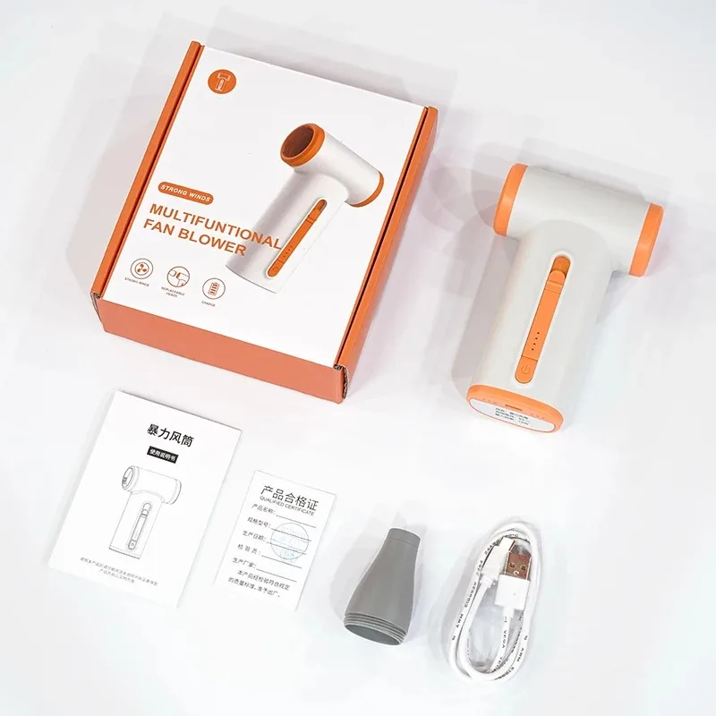 Multifunction 130000 Rpm Portable Rechargeable Mini Blower Dryer Cordless Hair Dryer Strong Wind Air Dusters for Cleaning