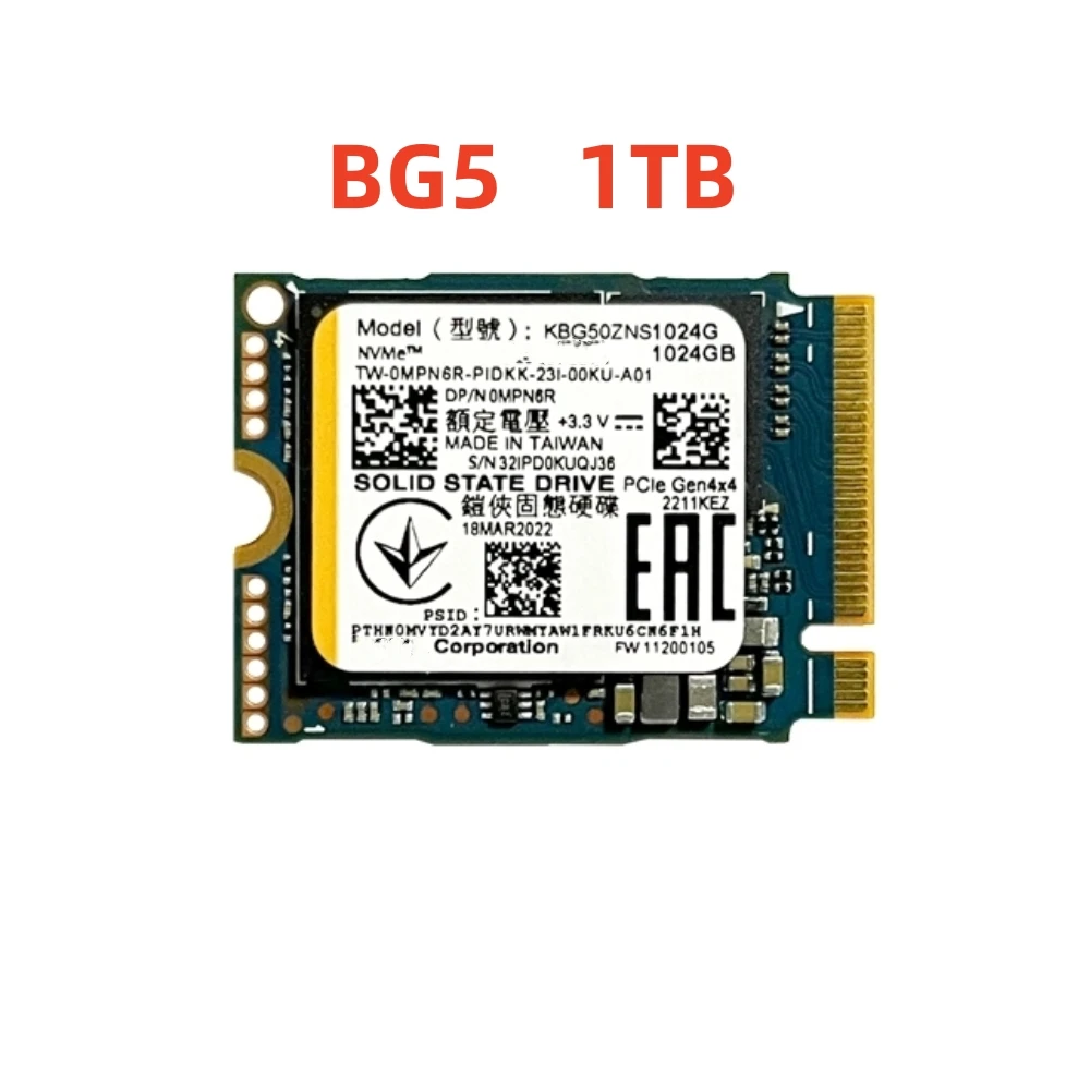 Used - Like New: Kioxia BG4 512GB 2230 M.2 NVMe PCIe SSD Solid State KBG40ZNS512G Dell 8C3CP,Work In Steam Deck