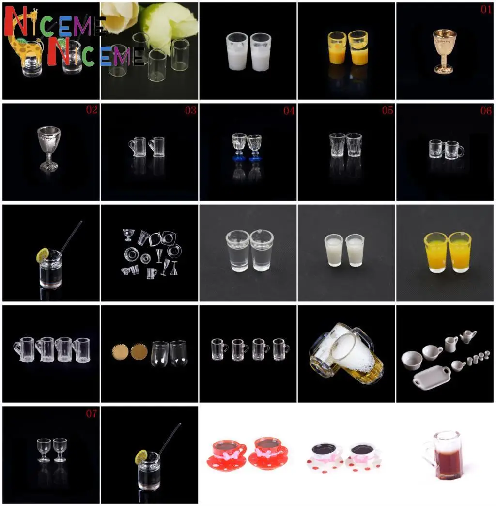 

Детали для кукольного домика в масштабе 1:12, пластиковый прозрачный Кубок, миниатюрная мини-чашка для вина, пива, стеклянная модель для украшения дома