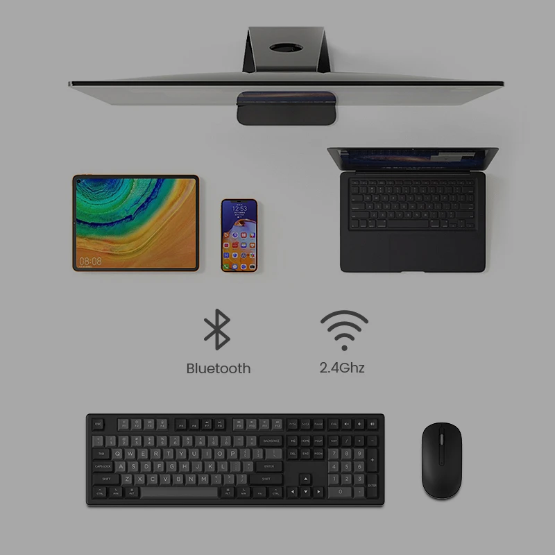 Combo de Teclado e Mouse Mecânico Teclado e Mouse sem Fio de Tamanho Completo Preto e Prata Negócios Monsgeek-mx108 - Imagem 2