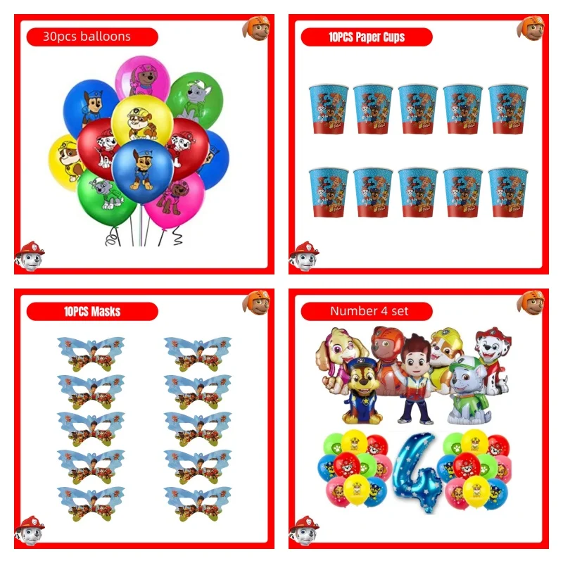 Skye Paw Patrol Birthday Theme Decoration Tableware Cup Plate Tablecloth Balloon Banner Background Paw Patrol kid Party Supplies