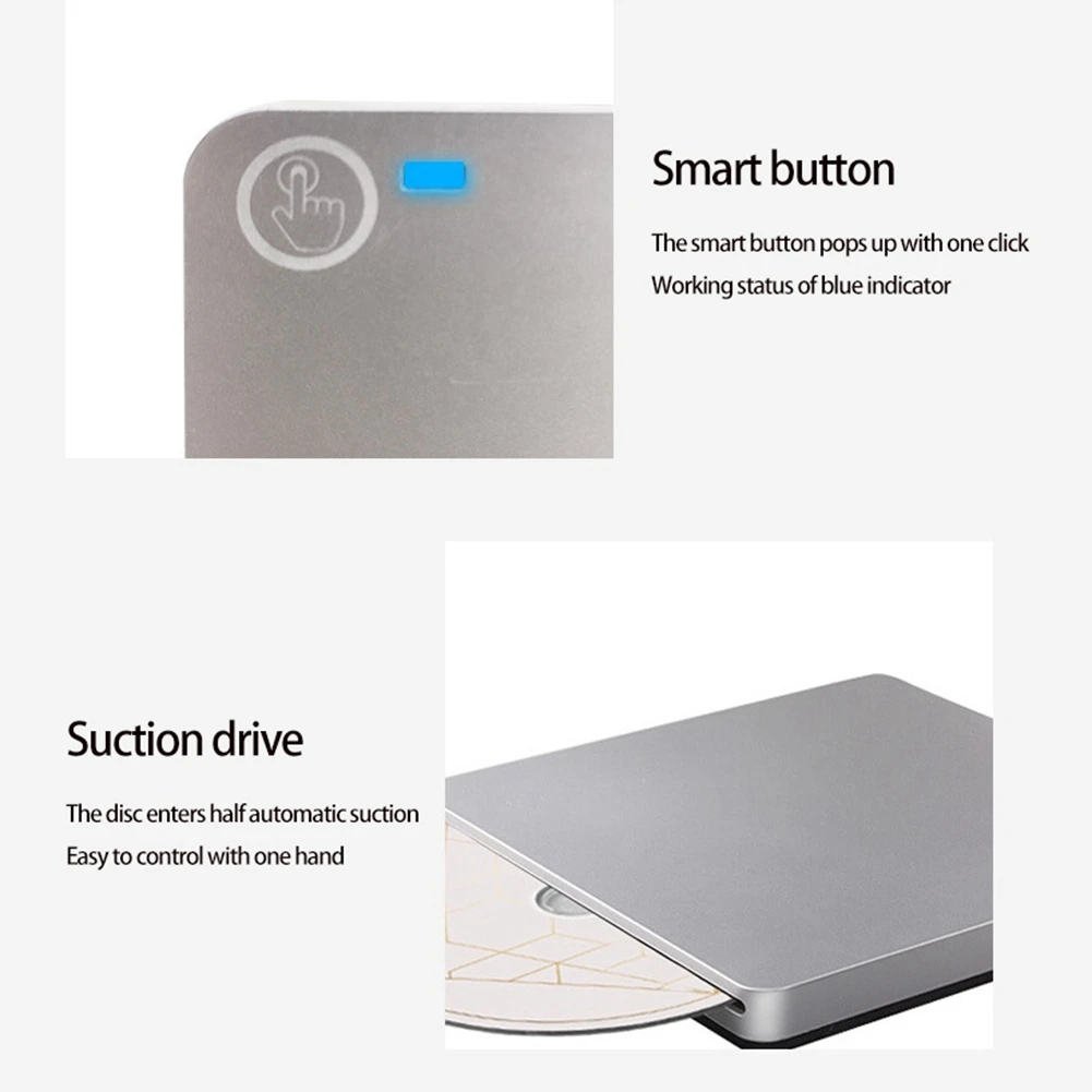 CD DVD 버너 듀얼 포트 슬롯 로딩, USB3.0, C타입 외장 모바일 광학 드라이브