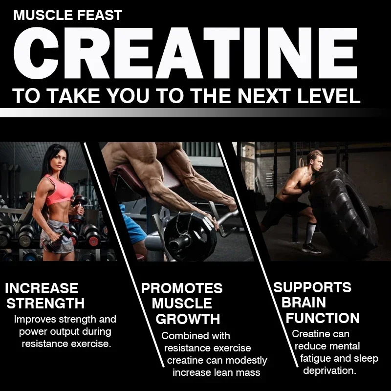 Creatine Monohydrate Capsules -Gluten-Free Supplement for Men and Women Vegan Non-GMO,