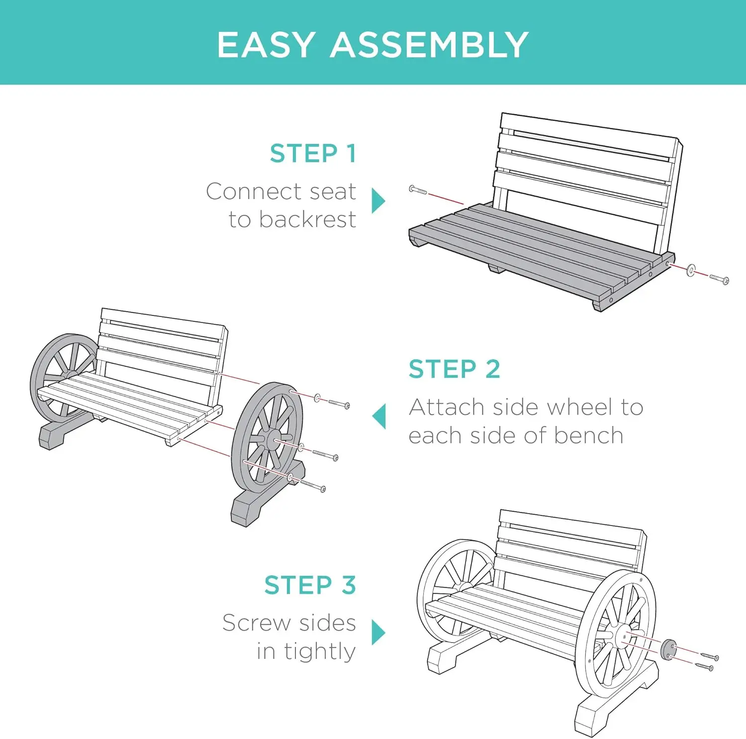 2-Person Wooden Wagon Wheel Bench 4