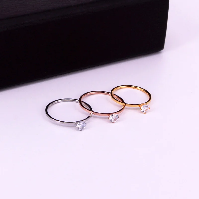 Ring Fine Jewelry Titanuim Steel Rose Gold Color CZ Crystal For Women Couple Finger love Wedding Size3-9 R101 wedding rings,finger rings,womens ring,jewelry rings,ring jewelry,couple rings,cubic zircon ring