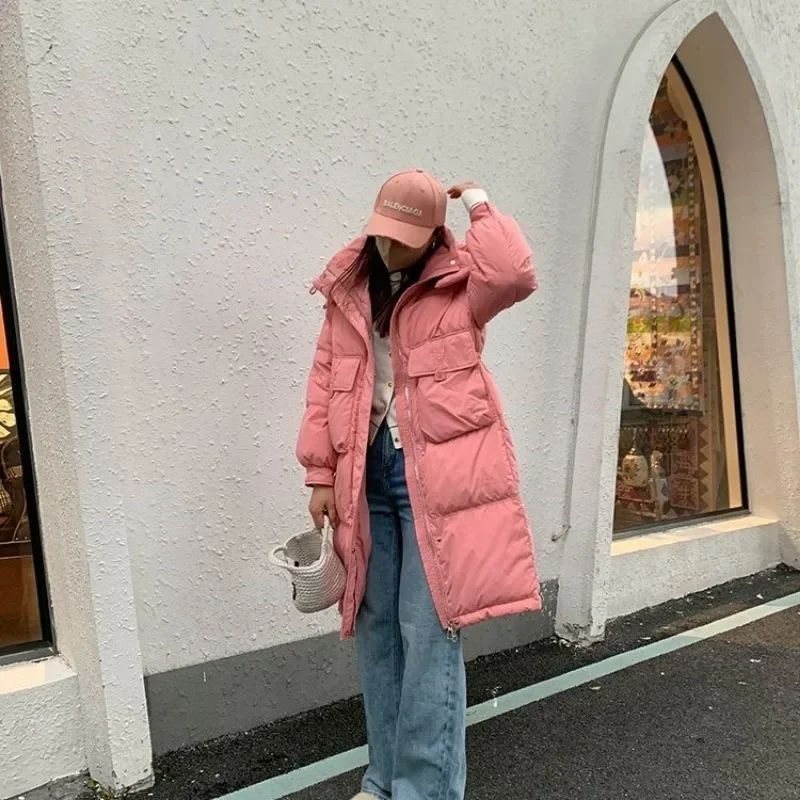 2024 New Women Down Jacket Winter Coat Female Mid Length Version Parkas Loose Thick Warm Outwear Fashion Niche Hooded Overcoat