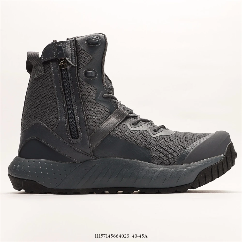 Hiking Shoes Winter Men&rsquo;s ARMOUR Valsetz Side Zip High-top Outdoor Warm Non-Slip Khaki Zapatillas Training Hiking Sports Sneakers Size40-45