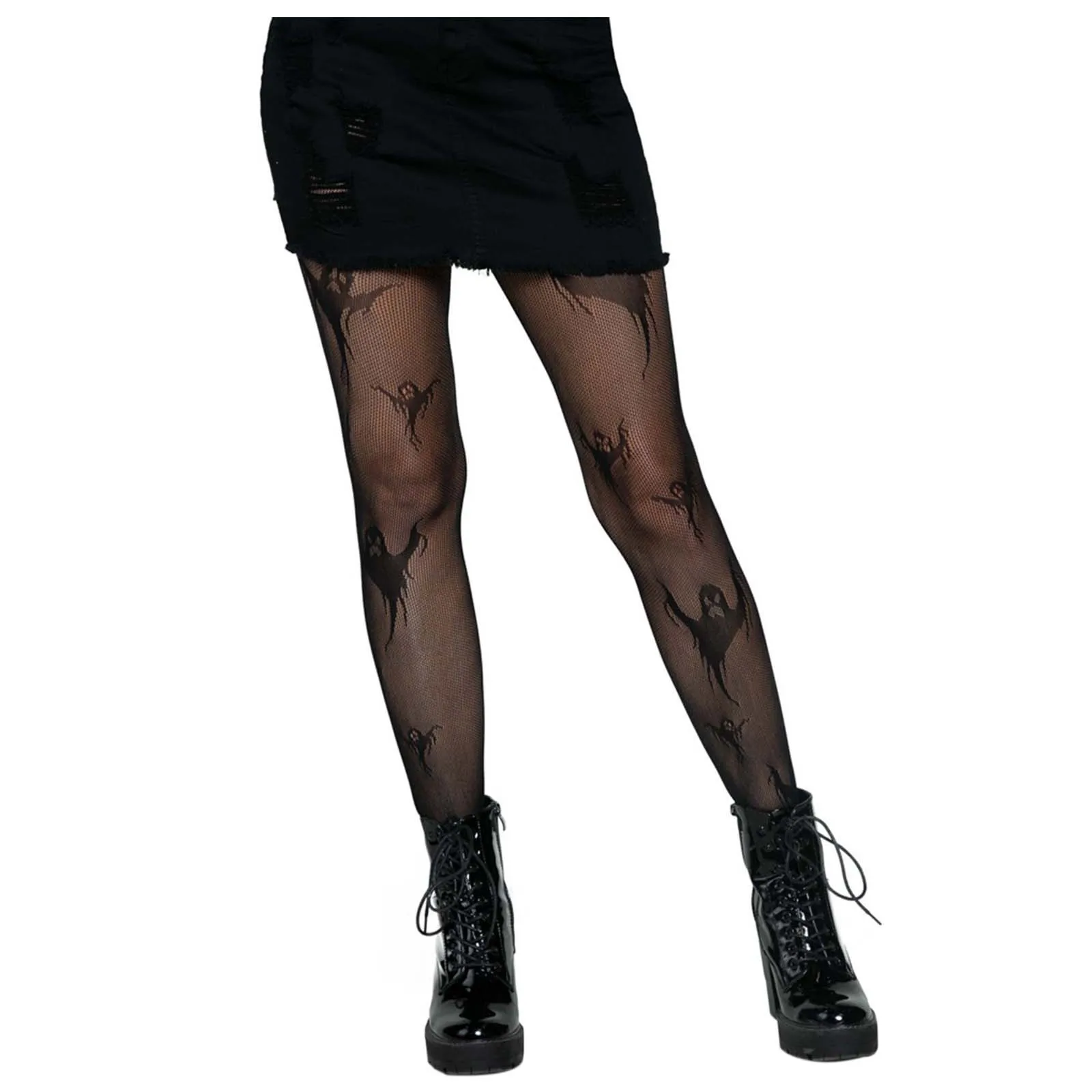 Women Socks Fishnet Stockings Gothic Punk Style Tights Mesh Skull Print Designer Pirate Halloween Fancy Dress Party Club Sexy Tights women pantyhose cosplay props