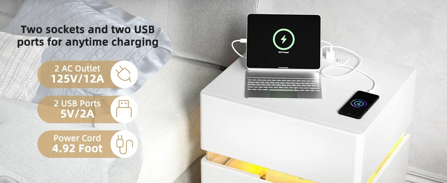 nightstand with charging station
