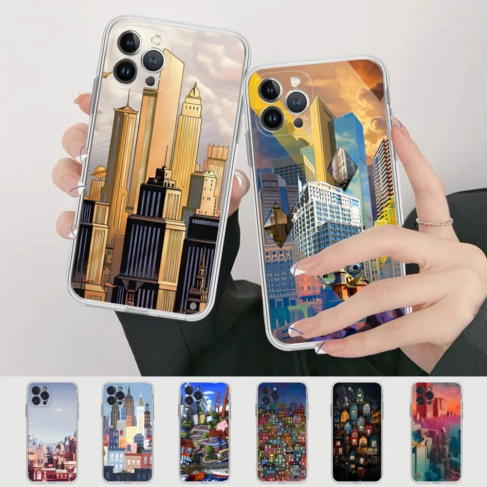 

City Architecture Phone Case Silicone Soft for iphone 15 14 13 12 11 Pro Mini XS MAX 8 7 6 Plus X XS XR Cover