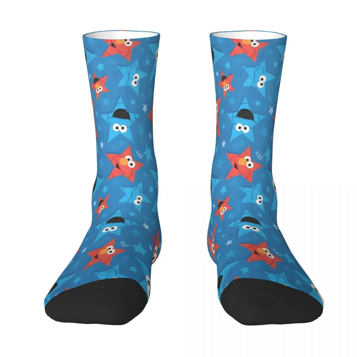 Patriotic Elmo And Cookie Monster Sesame Street 80S Tv Series Calzini Uomo Uomo Donna Autunno Calze Stampate