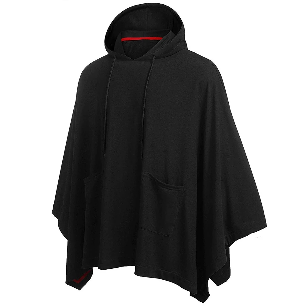 

Jacket Men Poncho Daily Holiday Parka Spring Autumn Batwing Casual Cloak Cotton Blend Hooded Loose Comfortable