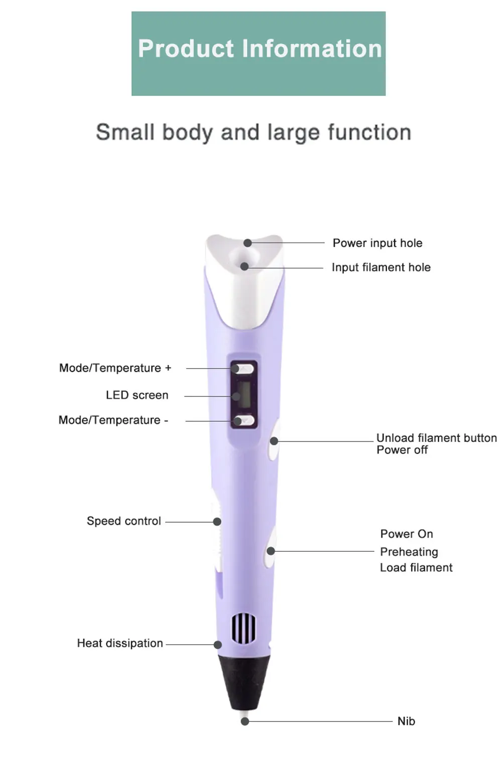 3D Printing Pen DIY Three-dimensional Painting Children Toys LCD Screen Compatible PLA Filament Toys Gift